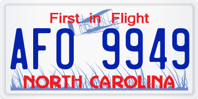 NC license plate AFO9949