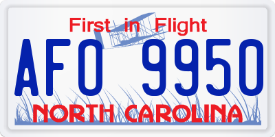 NC license plate AFO9950