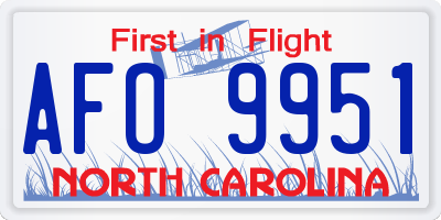 NC license plate AFO9951