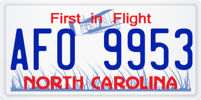 NC license plate AFO9953