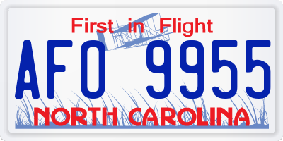 NC license plate AFO9955