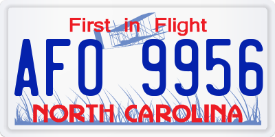 NC license plate AFO9956