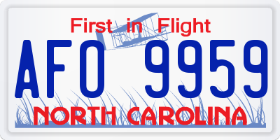 NC license plate AFO9959