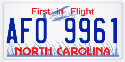 NC license plate AFO9961