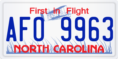 NC license plate AFO9963