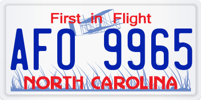 NC license plate AFO9965