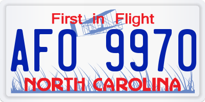 NC license plate AFO9970
