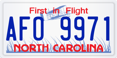 NC license plate AFO9971