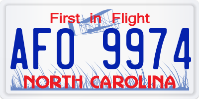 NC license plate AFO9974