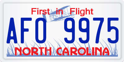 NC license plate AFO9975