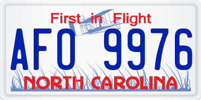 NC license plate AFO9976