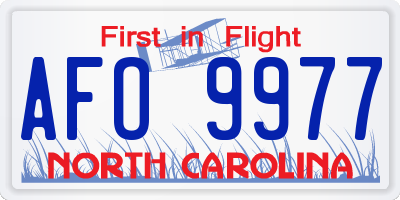 NC license plate AFO9977