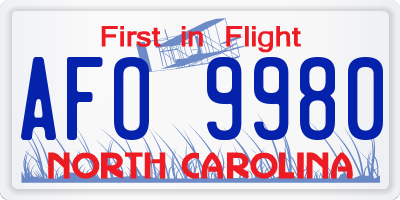 NC license plate AFO9980