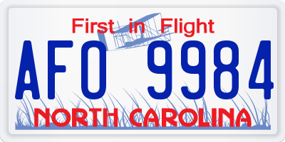 NC license plate AFO9984