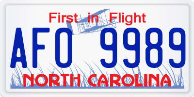 NC license plate AFO9989