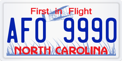 NC license plate AFO9990