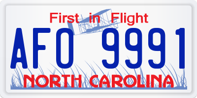 NC license plate AFO9991