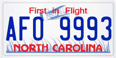 NC license plate AFO9993