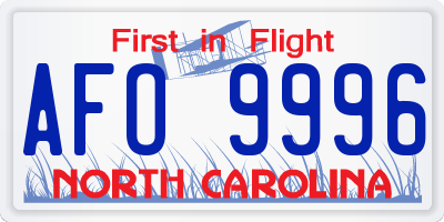 NC license plate AFO9996