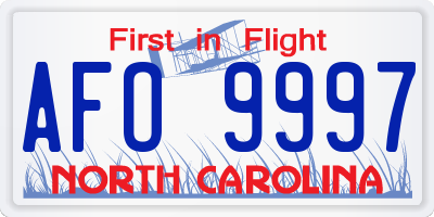 NC license plate AFO9997
