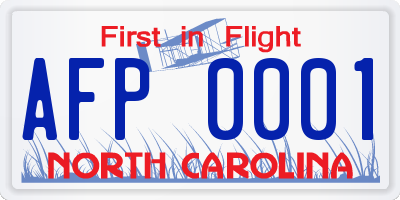 NC license plate AFP0001