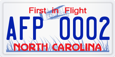 NC license plate AFP0002