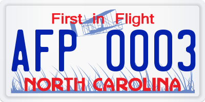 NC license plate AFP0003