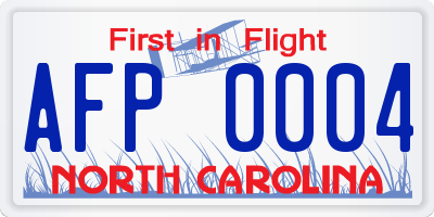 NC license plate AFP0004