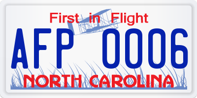 NC license plate AFP0006