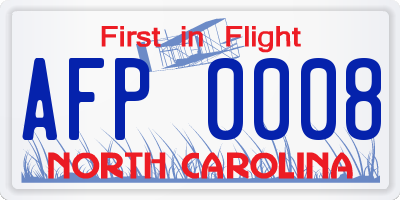 NC license plate AFP0008