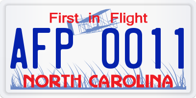 NC license plate AFP0011