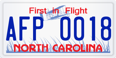 NC license plate AFP0018