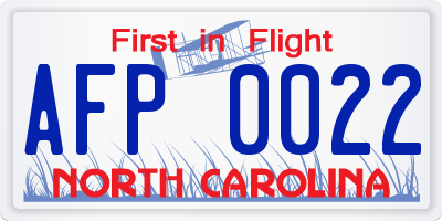 NC license plate AFP0022