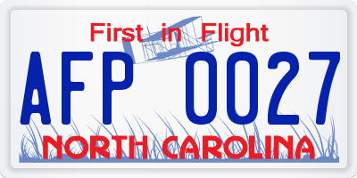 NC license plate AFP0027