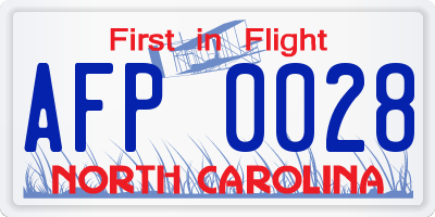 NC license plate AFP0028