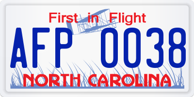 NC license plate AFP0038