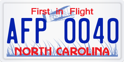 NC license plate AFP0040