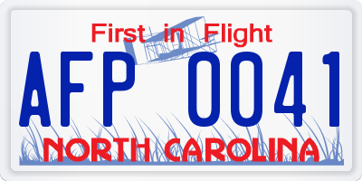 NC license plate AFP0041