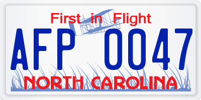 NC license plate AFP0047