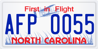 NC license plate AFP0055