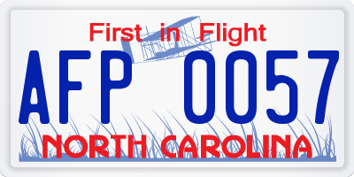 NC license plate AFP0057