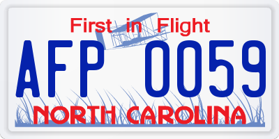 NC license plate AFP0059