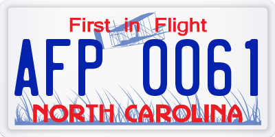 NC license plate AFP0061