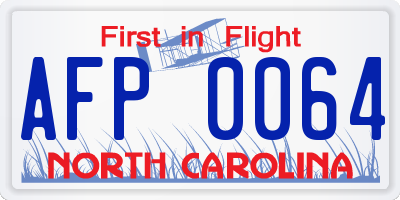 NC license plate AFP0064
