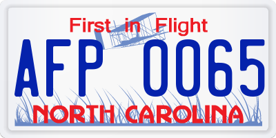 NC license plate AFP0065