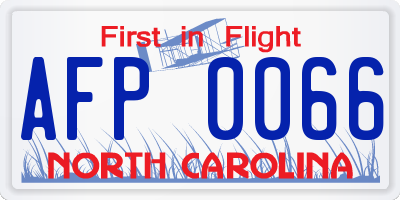 NC license plate AFP0066
