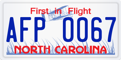 NC license plate AFP0067