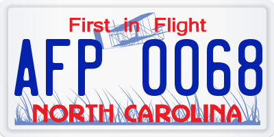 NC license plate AFP0068
