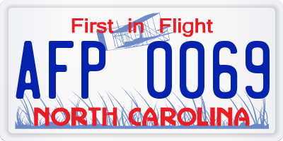NC license plate AFP0069