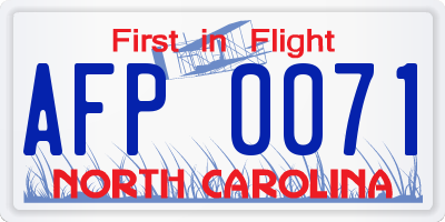 NC license plate AFP0071